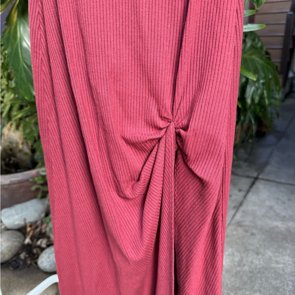 Reformation Formosa Ruched Ribbed Stretch Midi Red Dress Size Small - Picture 4 of 8